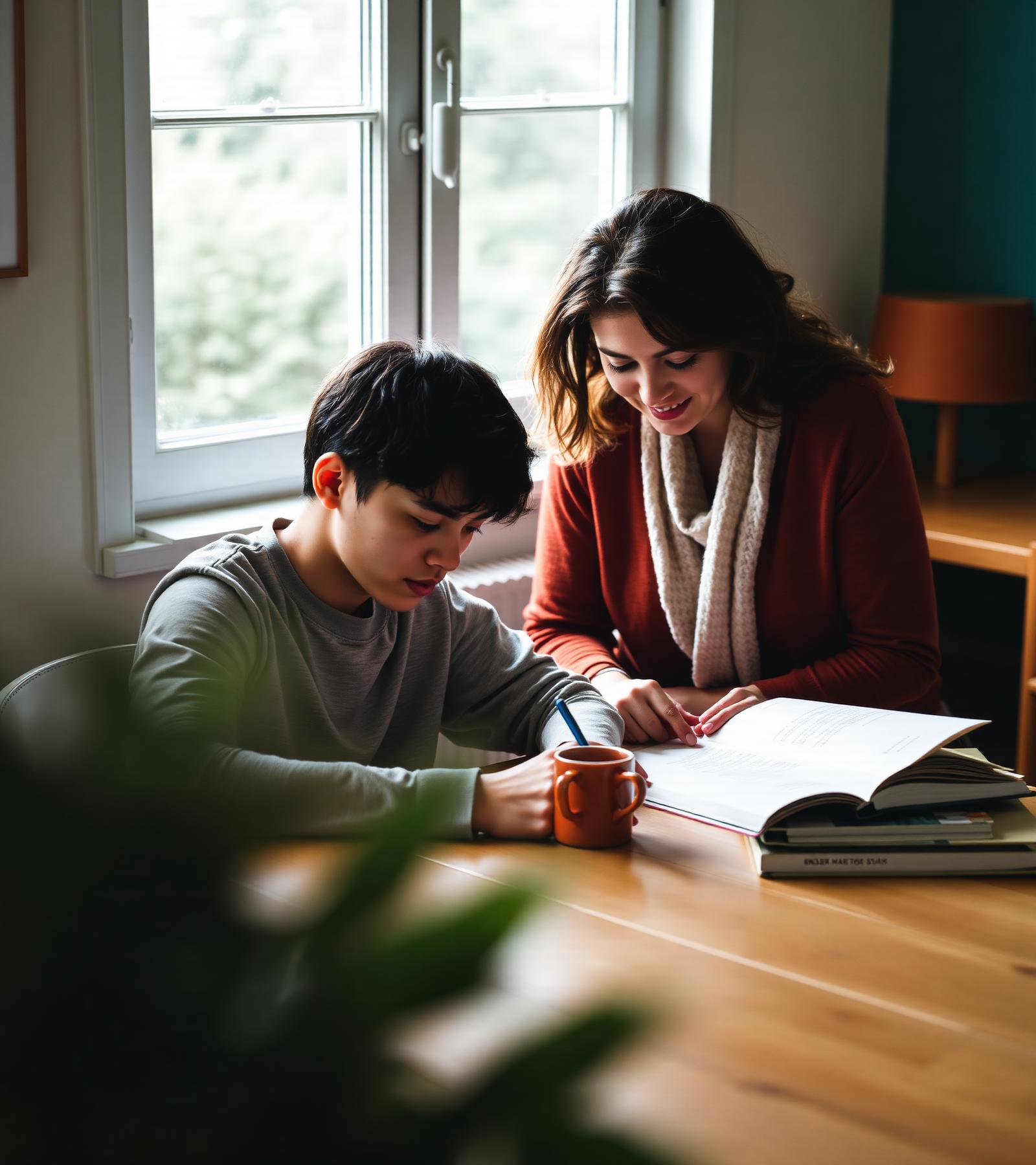 A mentor tutoring a student one on one